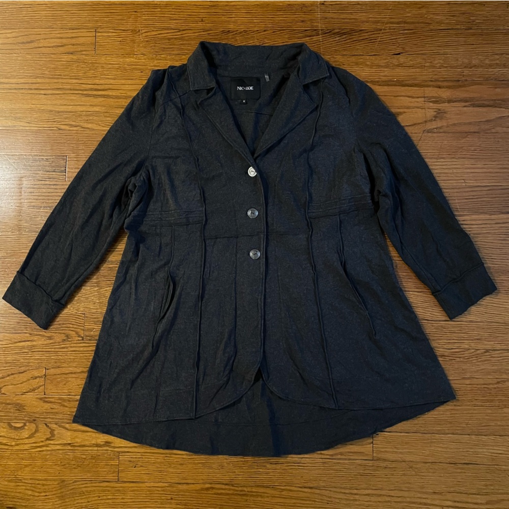 NIC+ZOE Grey Button-Up Collared Cardigan Light Jacket